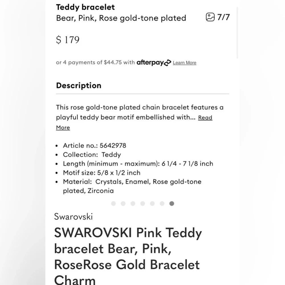 SWAROVSKI Pink Teddy bracelet Bear, Pink, RoseRose Gold Bracelet
Charm - Picture 5 of 5